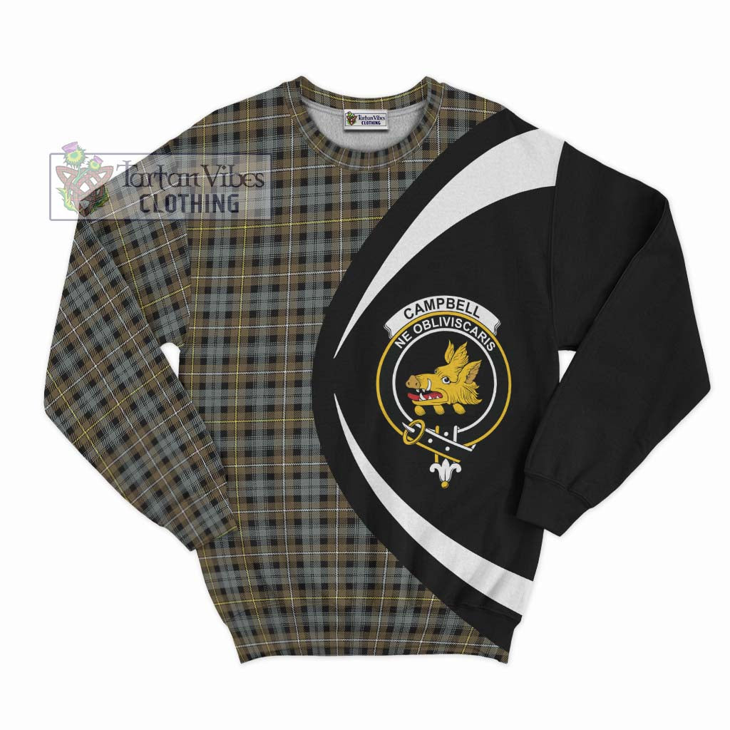 Campbell Argyll Weathered Tartan Sweatshirt with Family Crest Circle Style Unisex - Tartan Vibes Clothing