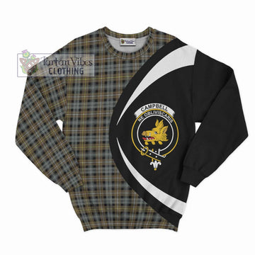 Campbell Argyll Weathered Tartan Sweatshirt with Family Crest Circle Style