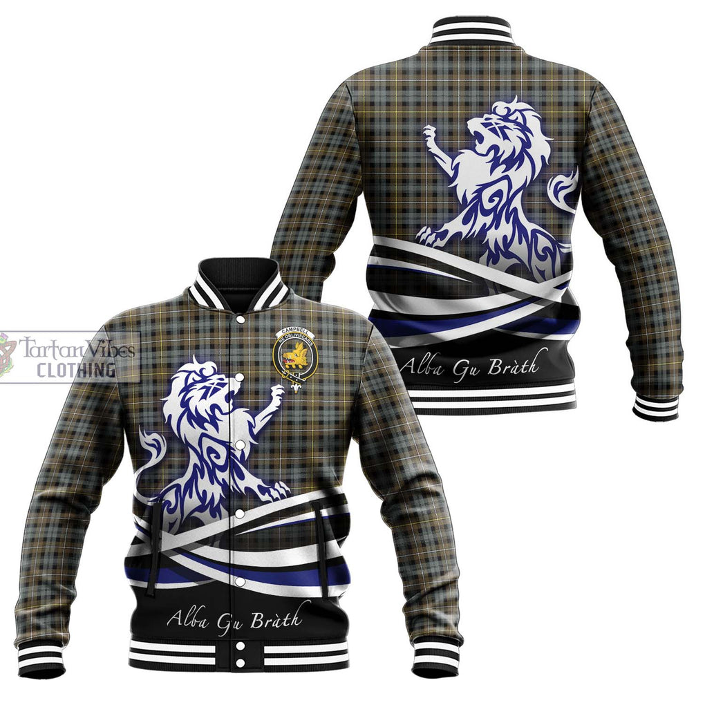 Campbell Argyll Weathered Tartan Baseball Jacket with Alba Gu Brath Regal Lion Emblem Unisex - Tartanvibesclothing Shop