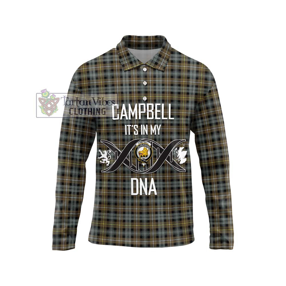 Campbell Argyll Weathered Tartan Long Sleeve Polo Shirt with Family Crest DNA In Me Style Unisex - Tartanvibesclothing Shop