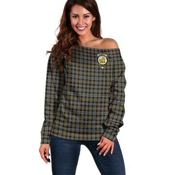 Campbell Argyll Weathered Tartan Off Shoulder Women Sweater with Family Crest