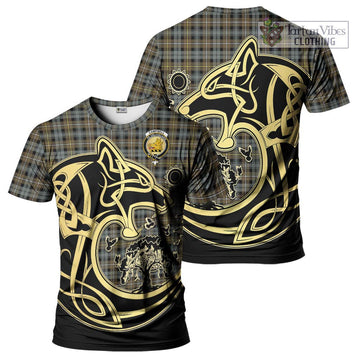 Campbell Argyll Weathered Tartan T-Shirt with Family Crest Celtic Wolf Style