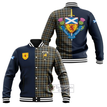 Campbell Argyll Weathered Tartan Baseball Jacket Alba with Scottish Lion Royal Arm Half Style