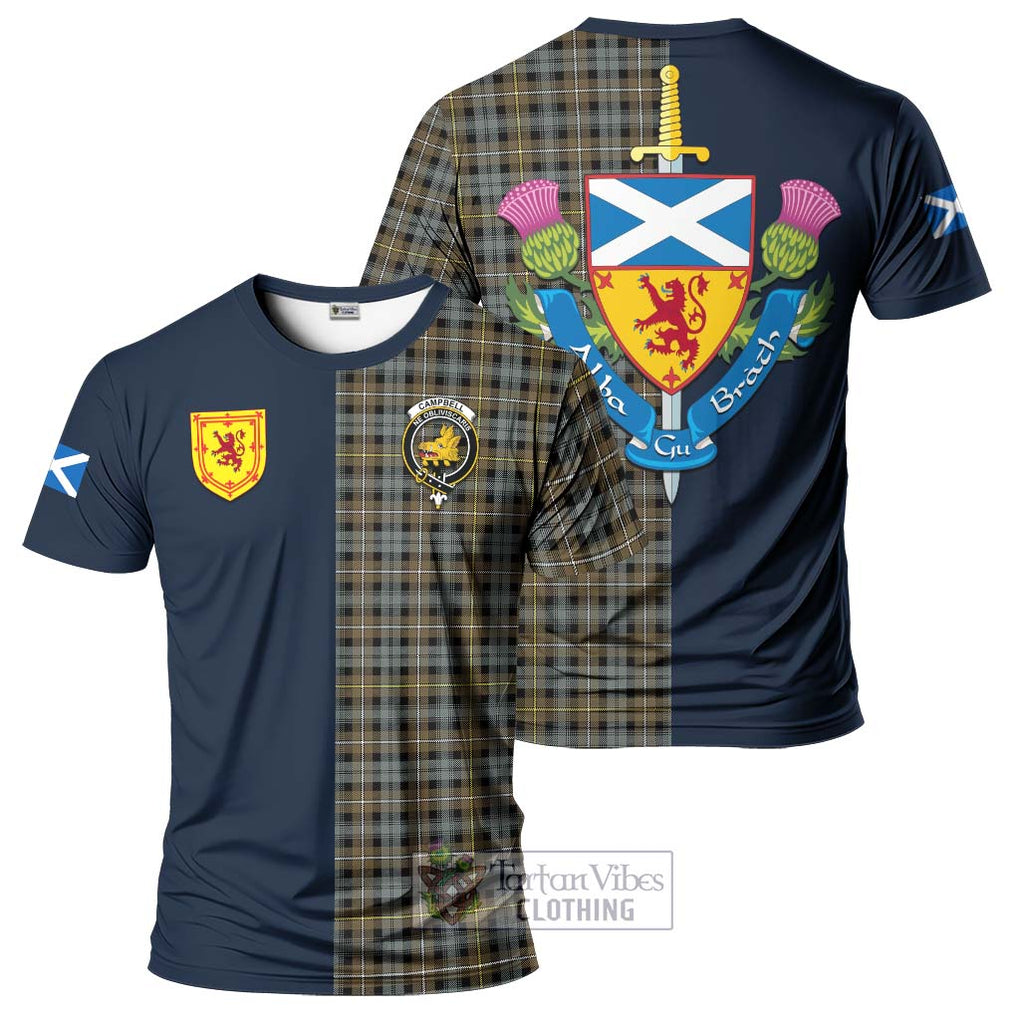 Tartan Vibes Clothing Campbell Argyll Weathered Tartan T-Shirt Alba with Scottish Lion Royal Arm Half Style