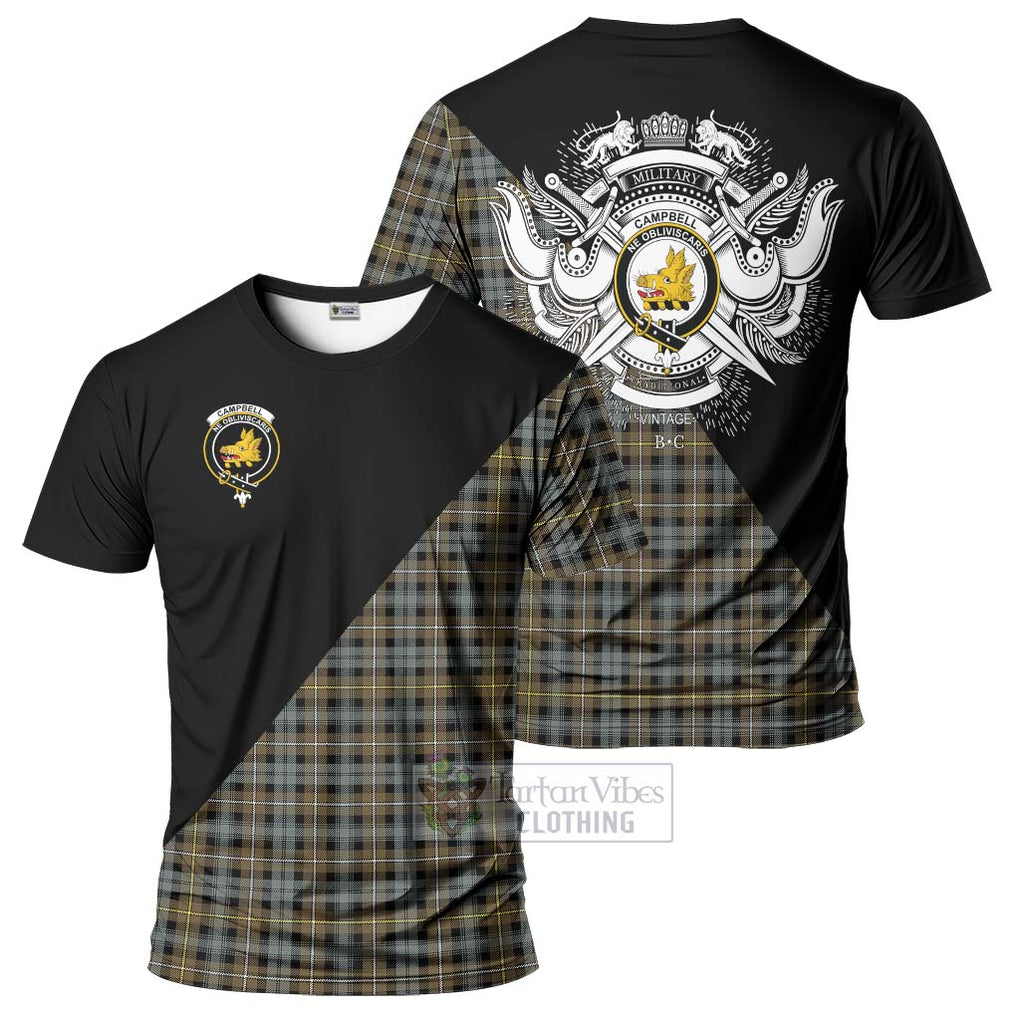 Campbell Argyll Weathered Tartan T-Shirt with Family Crest and Military Logo Style Kid's Shirt - Tartanvibesclothing Shop