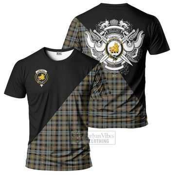 Campbell Argyll Weathered Tartan T-Shirt with Family Crest and Military Logo Style