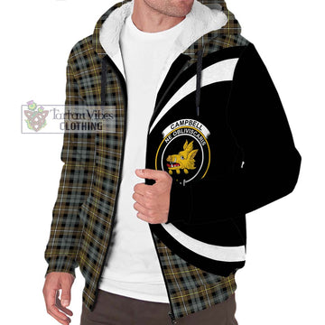 Campbell Argyll Weathered Tartan Sherpa Hoodie with Family Crest Circle Style