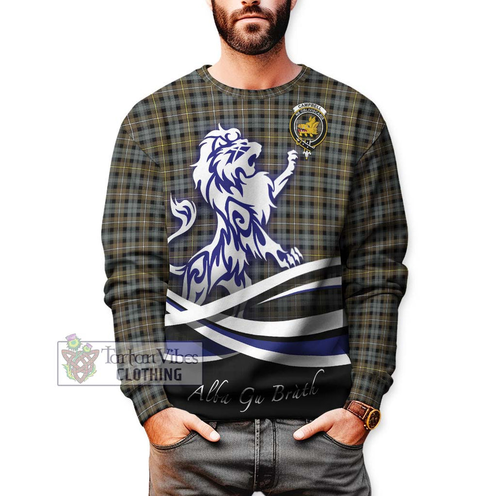 Campbell Argyll Weathered Tartan Sweatshirt with Alba Gu Brath Regal Lion Emblem Unisex - Tartanvibesclothing Shop