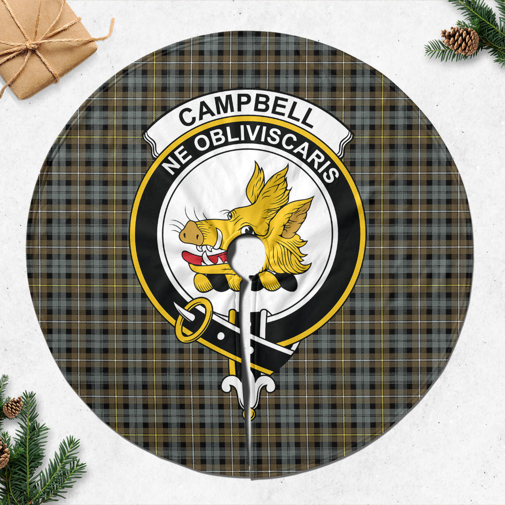 Campbell Argyll Weathered Tartan Christmas Tree Skirt with Family Crest - Tartanvibesclothing