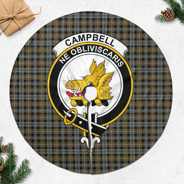 Campbell Argyll Weathered Tartan Christmas Tree Skirt with Family Crest