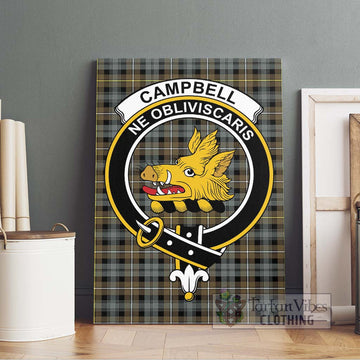 Campbell Argyll Weathered Tartan Canvas Print Wall Art with Family Crest