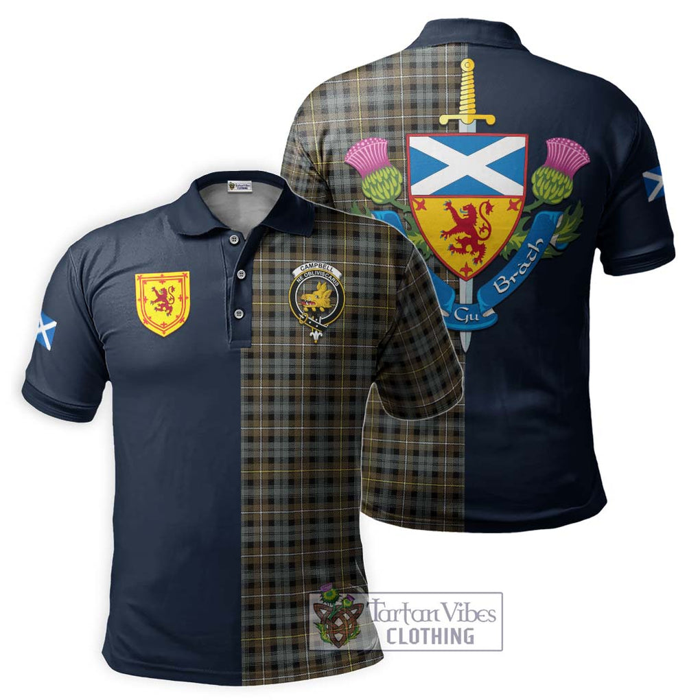 Tartan Vibes Clothing Campbell Argyll Weathered Tartan Polo Shirt with Scottish Lion Royal Arm Half Style