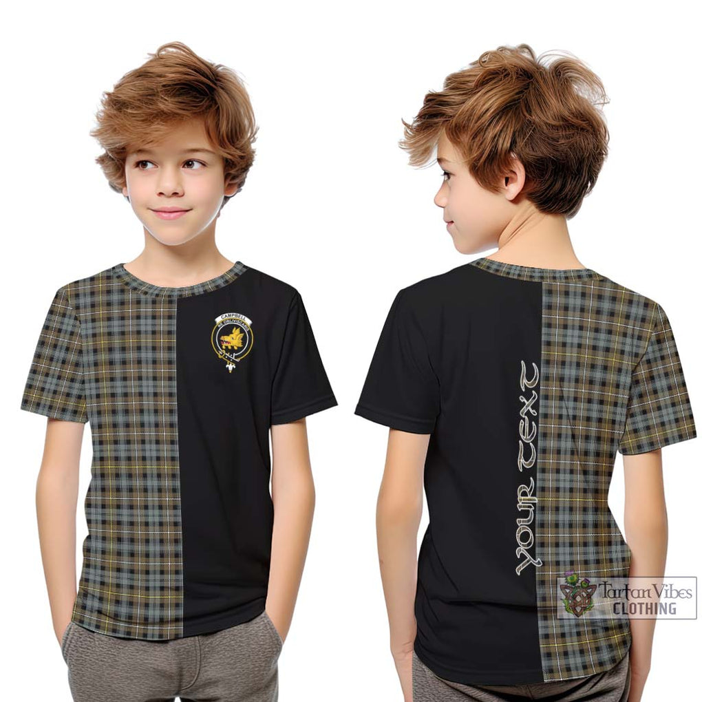 Campbell Argyll Weathered Tartan Kid T-Shirt with Family Crest and Half Of Me Style Youth XL Size14 - Tartanvibesclothing Shop