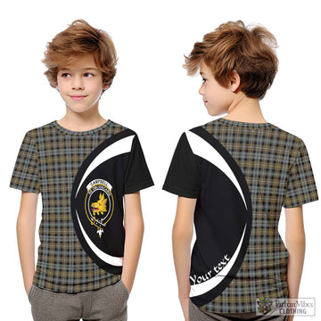 Campbell Argyll Weathered Tartan Kid T-Shirt with Family Crest Circle Style