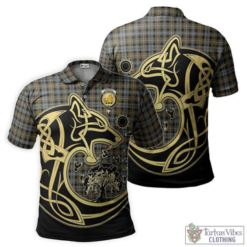 Campbell Argyll Weathered Tartan Polo Shirt with Family Crest Celtic Wolf Style