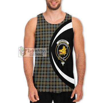 Campbell Argyll Weathered Tartan Men's Tank Top with Family Crest Circle Style