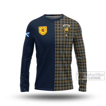 Campbell Argyll Weathered Tartan Long Sleeve T-Shirt Alba with Scottish Lion Royal Arm Half Style