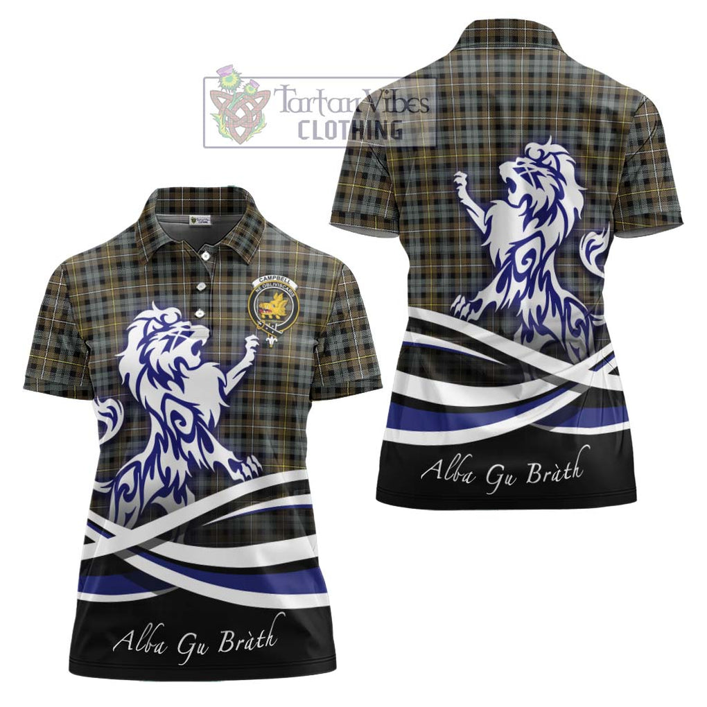 Campbell Argyll Weathered Tartan Women's Polo Shirt with Alba Gu Brath Regal Lion Emblem Women - Tartanvibesclothing Shop