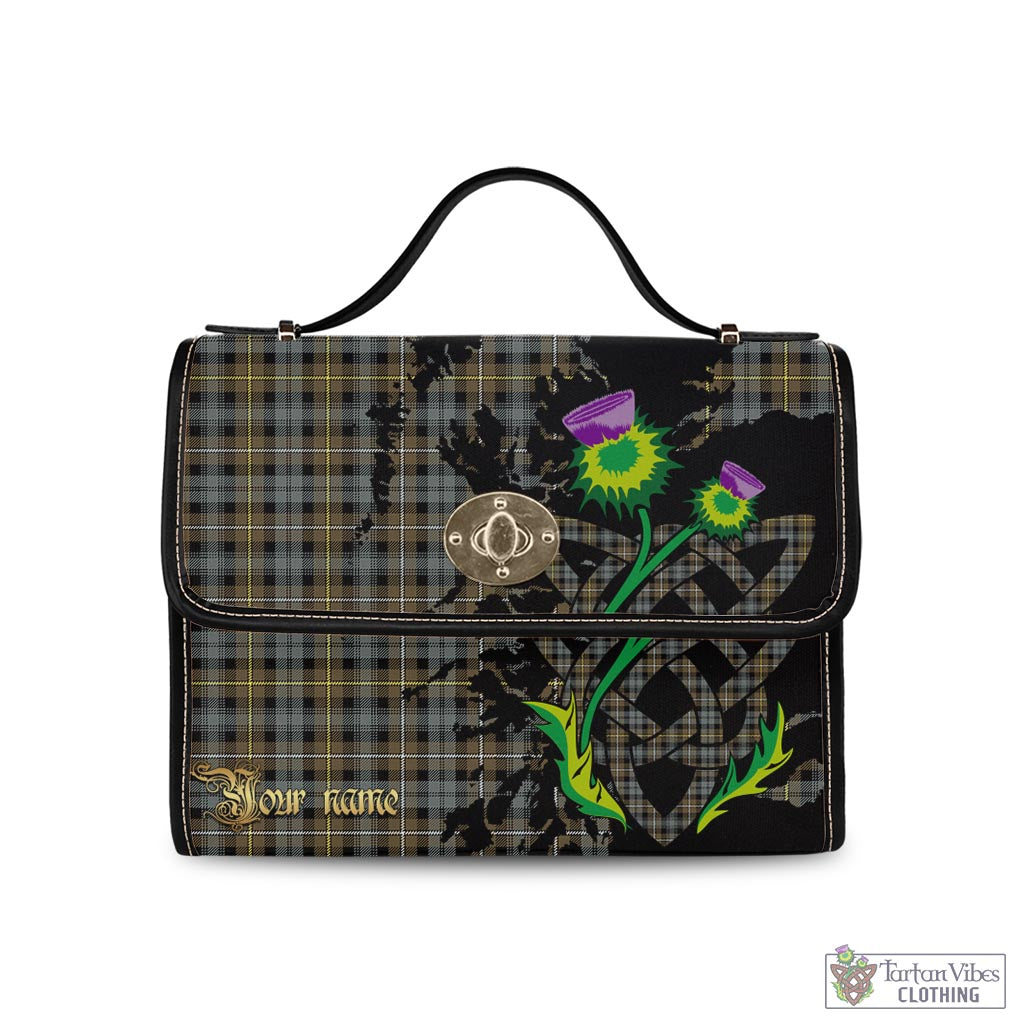 Tartan Vibes Clothing Campbell Argyll Weathered Tartan Waterproof Canvas Bag with Scotland Map and Thistle Celtic Accents