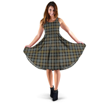 Campbell Argyll Weathered Tartan Sleeveless Midi Womens Dress