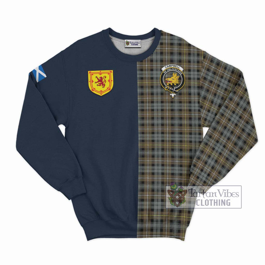 Tartan Vibes Clothing Campbell Argyll Weathered Tartan Sweatshirt with Scottish Lion Royal Arm Half Style