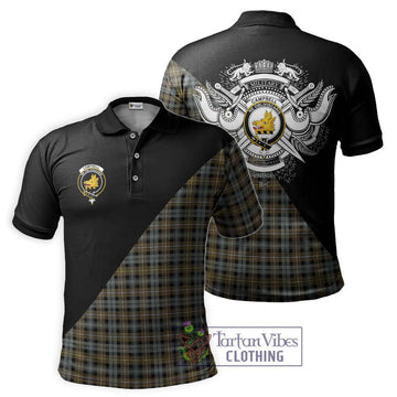 Campbell Argyll Weathered Tartan Polo Shirt with Family Crest and Military Logo Style