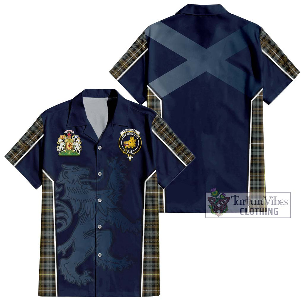 Campbell Argyll Weathered Tartan Short Sleeve Button Shirt with Family Crest and Lion Rampant Vibes Sport Style Kid - Tartan Vibes Clothing