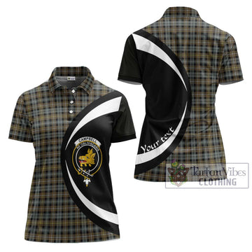 Campbell Argyll Weathered Tartan Women's Polo Shirt with Family Crest Circle Style