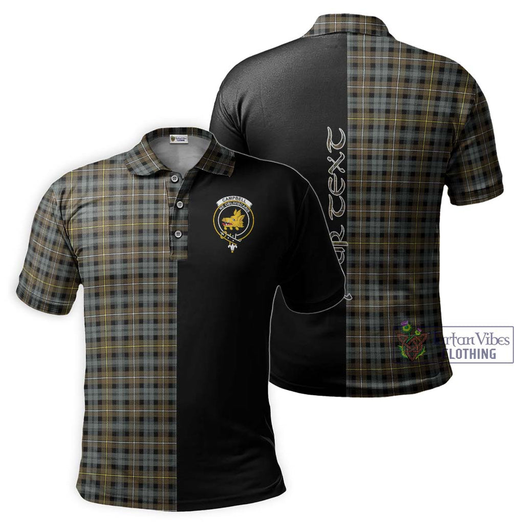 Campbell Argyll Weathered Tartan Polo Shirt with Family Crest and Half Of Me Style Kid - Tartanvibesclothing Shop