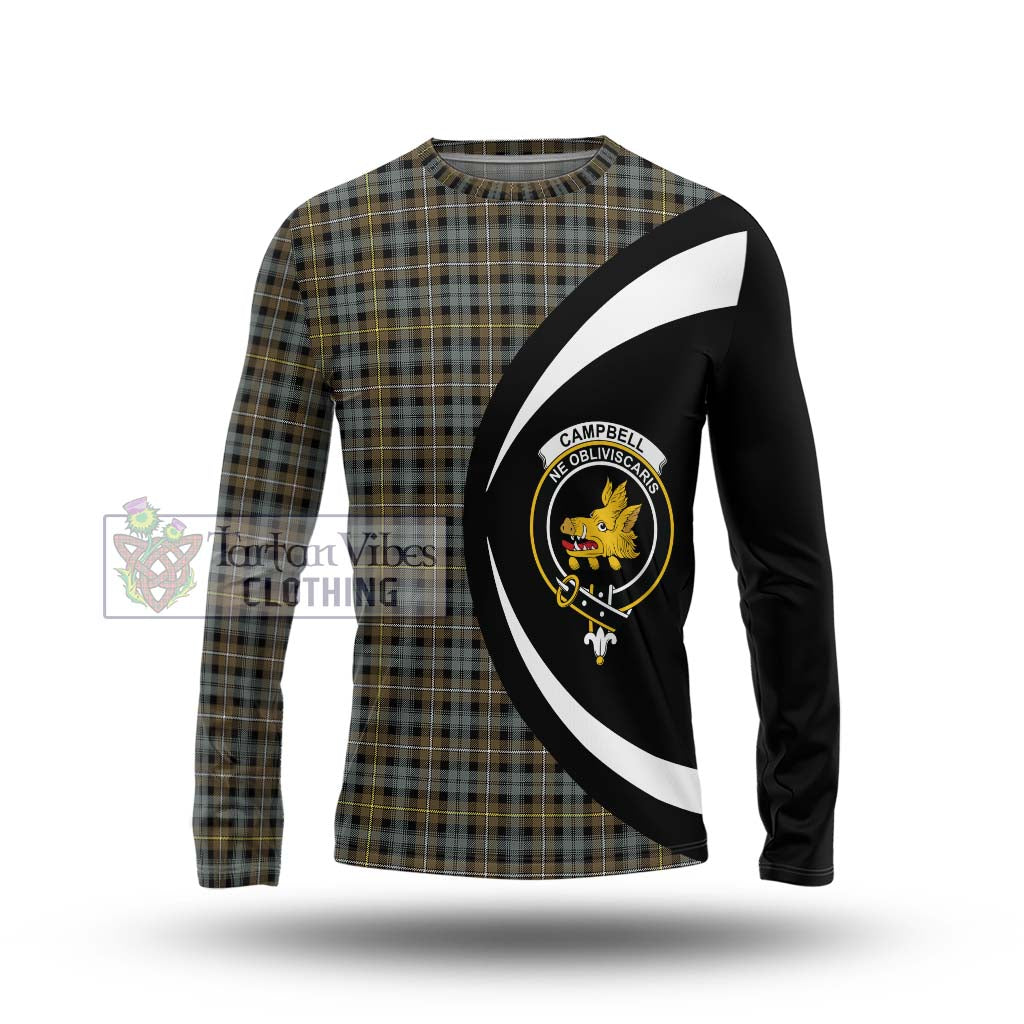 Campbell Argyll Weathered Tartan Long Sleeve T-Shirt with Family Crest Circle Style Unisex - Tartan Vibes Clothing