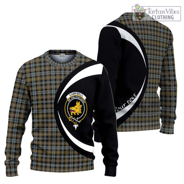 Campbell Argyll Weathered Tartan Knitted Sweater with Family Crest Circle Style