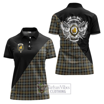 Campbell Argyll Weathered Tartan Women's Polo Shirt with Family Crest and Military Logo Style