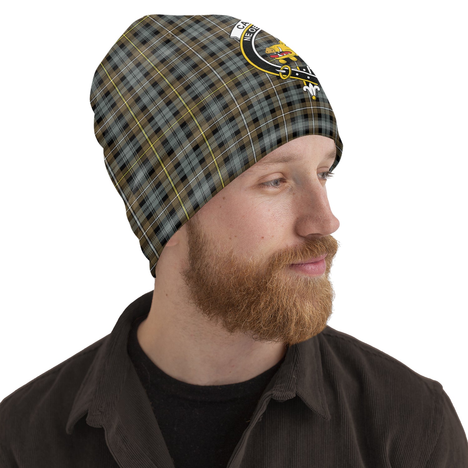 Campbell Argyll Weathered Tartan Beanies Hat with Family Crest One Size 10.5*10.2 inches - Tartan Vibes Clothing