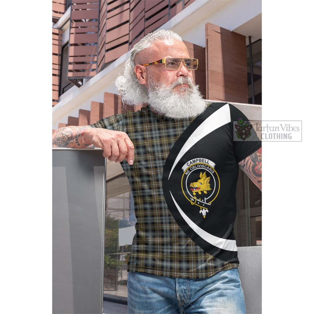 Tartan Vibes Clothing Campbell Argyll Weathered Tartan Cotton T-shirt with Family Crest Circle Style