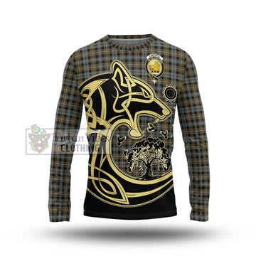 Campbell Argyll Weathered Tartan Long Sleeve T-Shirt with Family Crest Celtic Wolf Style