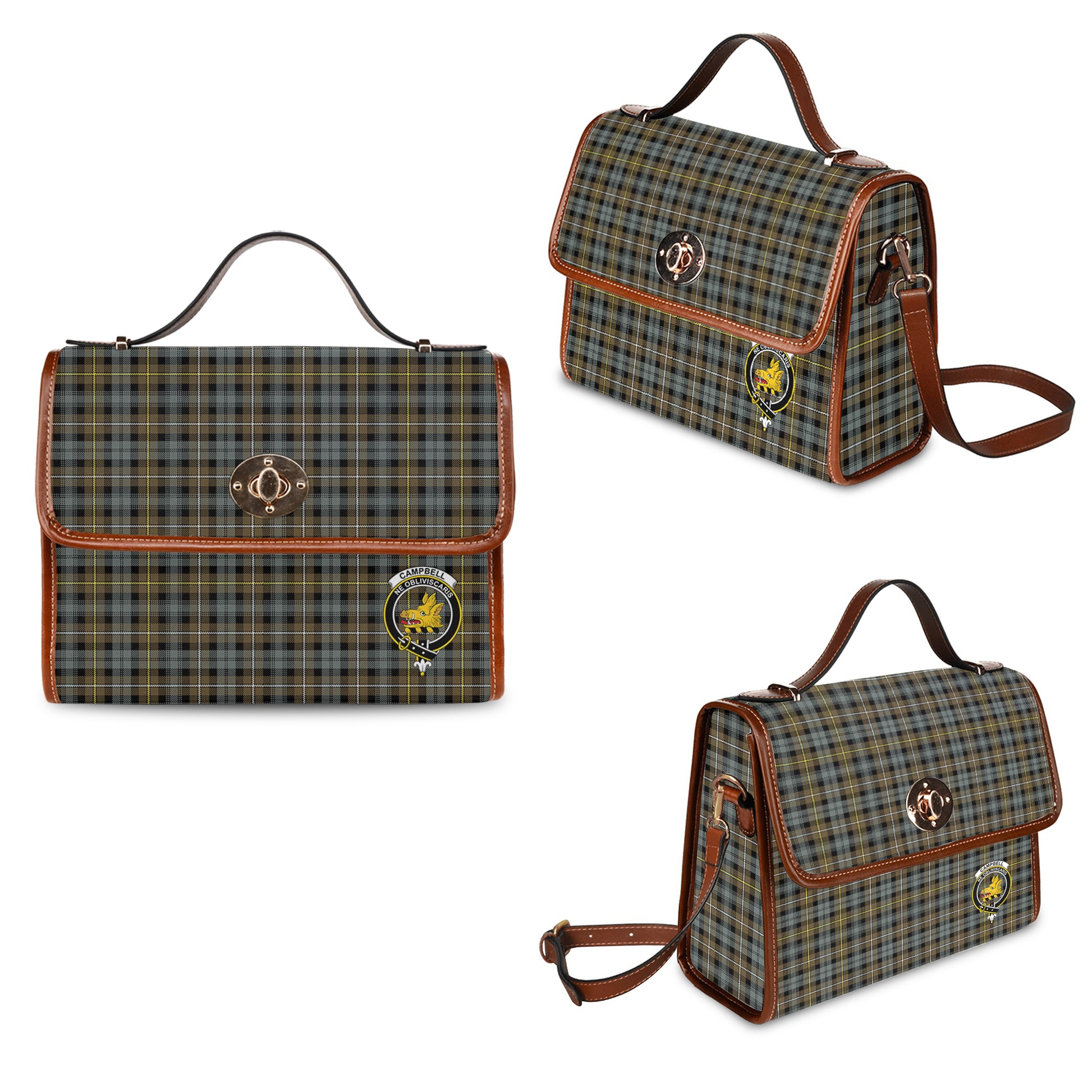 campbell-argyll-weathered-tartan-leather-strap-waterproof-canvas-bag-with-family-crest