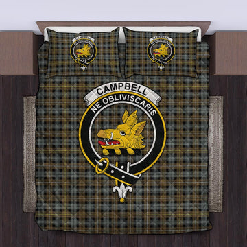 Campbell Argyll Weathered Tartan Quilt Bed Set with Family Crest