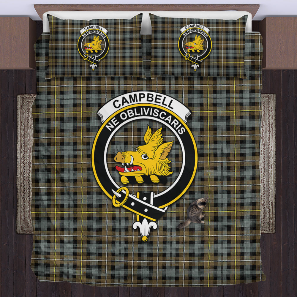 Campbell Argyll Weathered Tartan Bedding Set with Family Crest US Bedding Set - Tartan Vibes Clothing