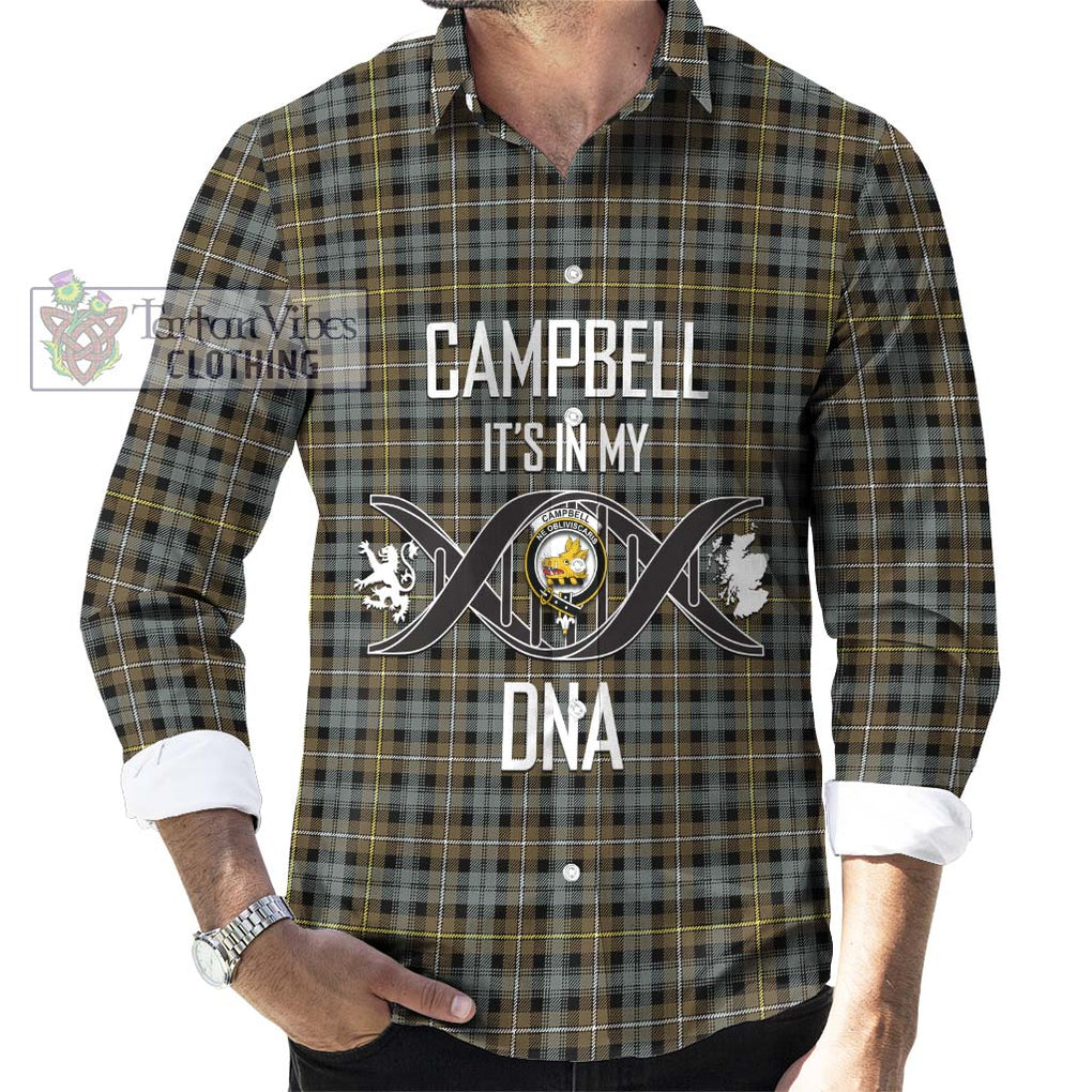 Campbell Argyll Weathered Tartan Long Sleeve Button Shirt with Family Crest DNA In Me Style Men's Shirt S - Tartanvibesclothing Shop