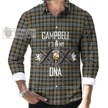 Campbell Argyll Weathered Tartan Long Sleeve Button Shirt with Family Crest DNA In Me Style