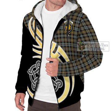 Campbell Argyll Weathered Tartan Sherpa Hoodie with Family Crest and Celtic Symbol Style