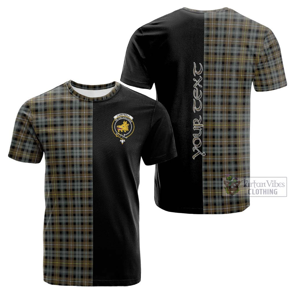 Tartan Vibes Clothing Campbell Argyll Weathered Tartan Cotton T-shirt with Family Crest and Half Of Me Style