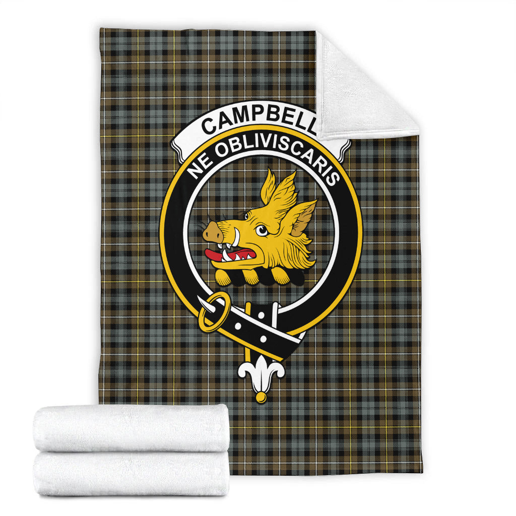 Campbell Argyll Weathered Tartan Blanket with Family Crest - Tartan Vibes Clothing