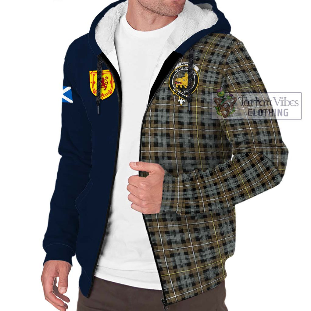 Tartan Vibes Clothing Campbell Argyll Weathered Tartan Sherpa Hoodie with Scottish Lion Royal Arm Half Style