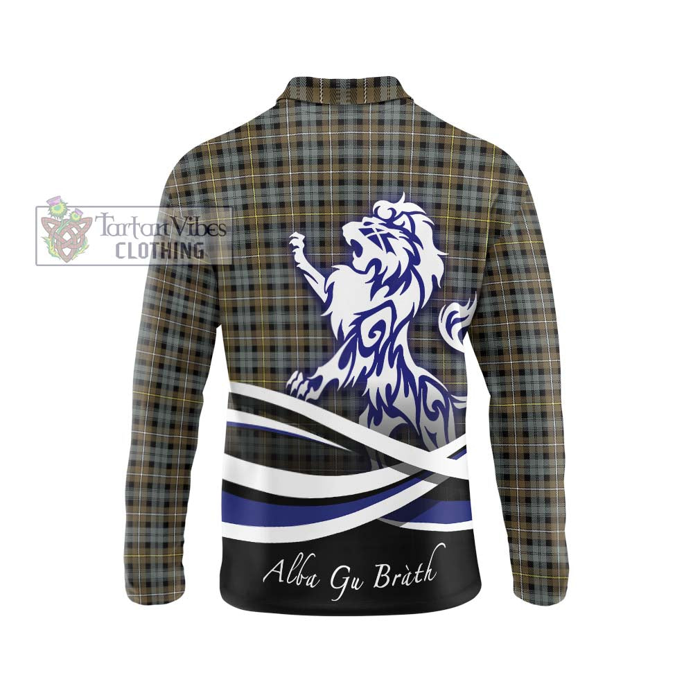 Campbell Argyll Weathered Tartan Long Sleeve Polo Shirt with Alba Gu Brath Regal Lion Emblem - Tartanvibesclothing Shop