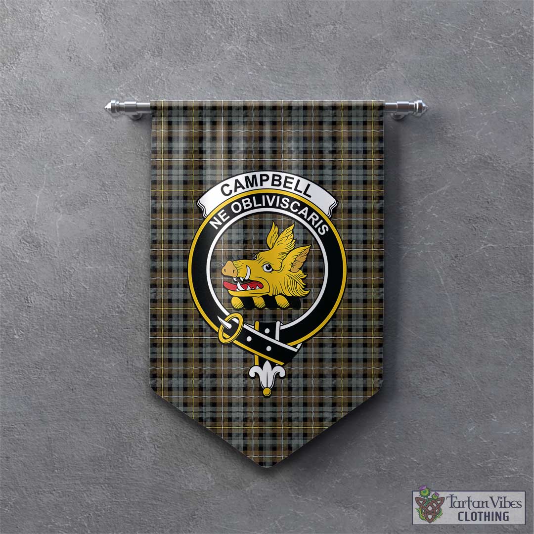 Tartan Vibes Clothing Campbell Argyll Weathered Tartan Gonfalon, Tartan Banner with Family Crest