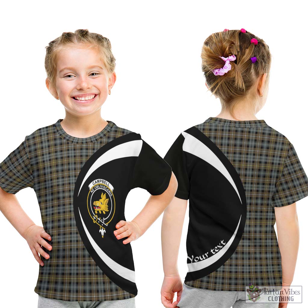 Campbell Argyll Weathered Tartan Kid T-Shirt with Family Crest Circle Style - Tartan Vibes Clothing