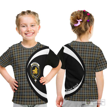 Campbell Argyll Weathered Tartan Kid T-Shirt with Family Crest Circle Style