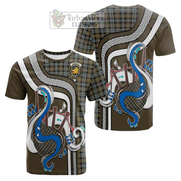 Campbell Argyll Weathered Tartan Cotton T-shirt with Epic Bagpipe Style