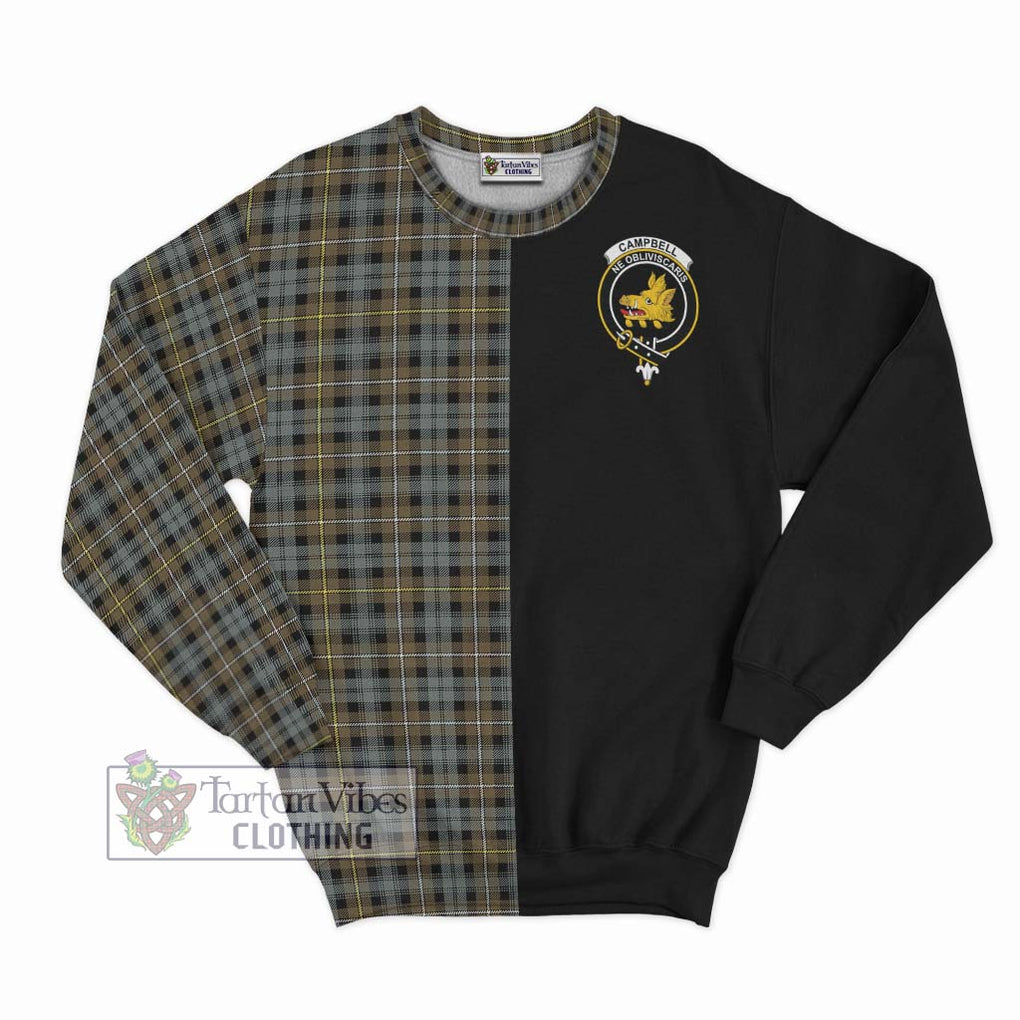 Campbell Argyll Weathered Tartan Sweatshirt with Family Crest and Half Of Me Style - Tartanvibesclothing Shop